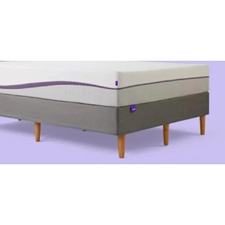 Queen 11" Purple Plus™ Mattress and Queen 17" Stone Grey Foundation with Natural Finish Wood Legs